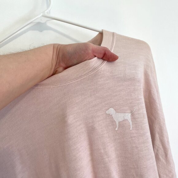 VS PINK VICTORIAS SECRET Varsity Crew Baby Pink Double Sided Crewneck Sweatshirt - Picture 8 of 16